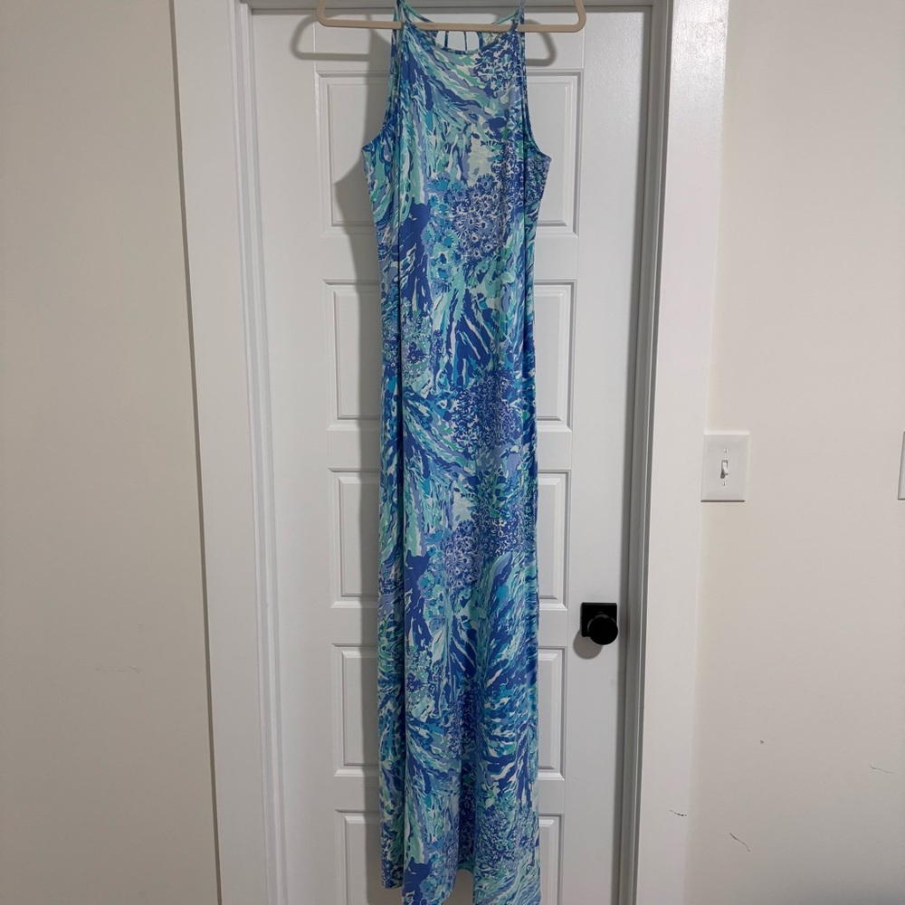 Lilly Pulitzer Blue Halter Maxi Gown Resort Wear